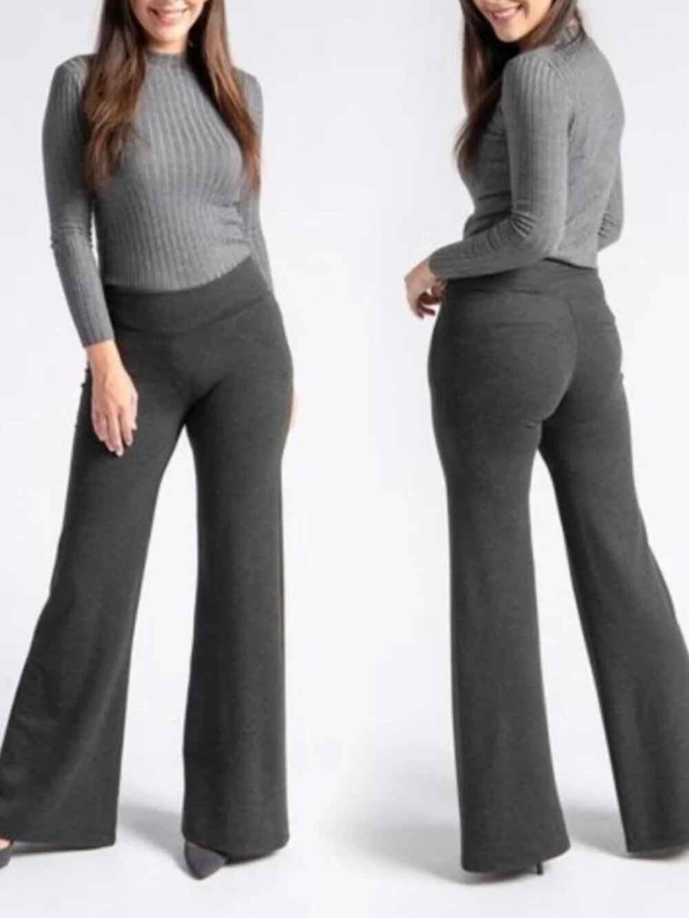 New Betabrand Charcoal Wide Leg Two Pocket Dress Pant Yoga Pants 2X Petite